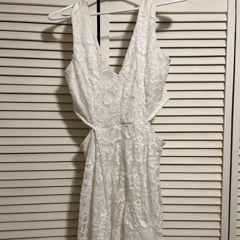 Mini white cutout dress
